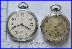 10-LOT 41 to 49mm Swiss POCKET WATCH Open Face FOR PARTS or REPAIR, not running