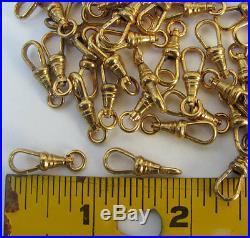 10 vtg pocket watch chain end clasps Lanyard Swivel clip Gold Repair nos clasp