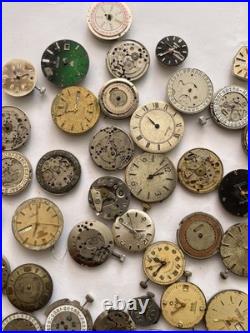 100 Vintage Watch Movements Lot Automatic Manual Mixed Brands Parts Repair Scrap
