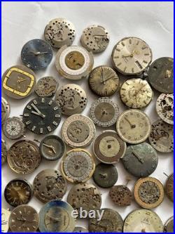 100 Vintage Watch Movements Lot Automatic Manual Mixed Brands Parts Repair Scrap