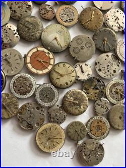 100 Vintage Watch Movements Lot Automatic Manual Mixed Brands Parts Repair Scrap