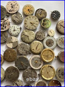 100 Vintage Watch Movements Lot Automatic Manual Mixed Brands Parts Repair Scrap