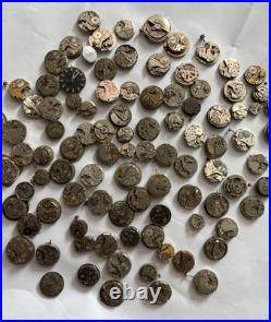 100 Vintage Watch Movements Lot Automatic Manual Mixed Brands Parts Repair Scrap