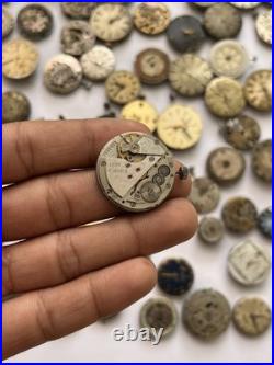 100 Vintage Watch Movements Lot Automatic Manual Mixed Brands Parts Repair Scrap