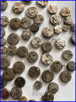 100 Vintage Watch Movements Lot Automatic Manual Mixed Brands Parts Repair Scrap