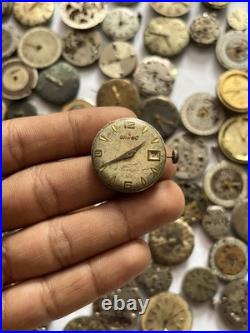 100 Vintage Watch Movements Lot Automatic Manual Mixed Brands Parts Repair Scrap