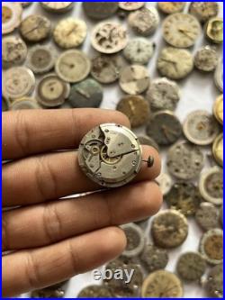 100 Vintage Watch Movements Lot Automatic Manual Mixed Brands Parts Repair Scrap