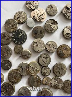 100 Vintage Watch Movements Lot Automatic Manual Mixed Brands Parts Repair Scrap