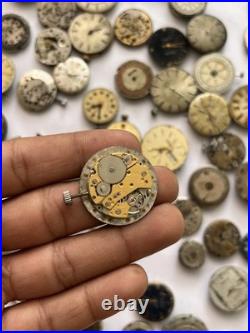 100 Vintage Watch Movements Lot Automatic Manual Mixed Brands Parts Repair Scrap