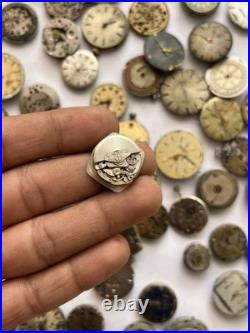 100 Vintage Watch Movements Lot Automatic Manual Mixed Brands Parts Repair Scrap