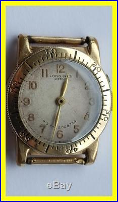 10ct Gold Plated Longines Weems Military Watch For Parts Or Repair