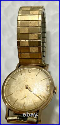 10kt RGP Bezel Vintage Bulova M6 Wind Watch For Parts or Repair Band Speidel