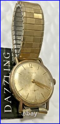 10kt RGP Bezel Vintage Bulova M6 Wind Watch For Parts or Repair Band Speidel