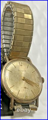 10kt RGP Bezel Vintage Bulova M6 Wind Watch For Parts or Repair Band Speidel