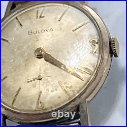 10kt RGP Bezel Vintage Bulova M6 Wind Watch For Parts or Repair Band Speidel