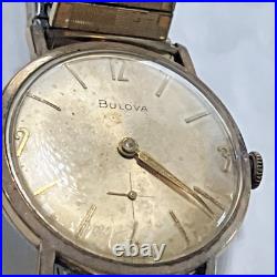 10kt RGP Bezel Vintage Bulova M6 Wind Watch For Parts or Repair Band Speidel