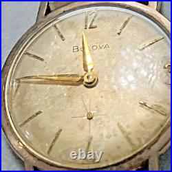 10kt RGP Bezel Vintage Bulova M6 Wind Watch For Parts or Repair Band Speidel