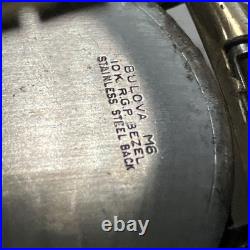 10kt RGP Bezel Vintage Bulova M6 Wind Watch For Parts or Repair Band Speidel