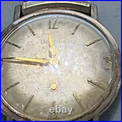 10kt RGP Bezel Vintage Bulova M6 Wind Watch For Parts or Repair Band Speidel