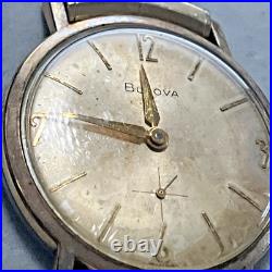 10kt RGP Bezel Vintage Bulova M6 Wind Watch For Parts or Repair Band Speidel