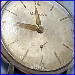 10kt RGP Bezel Vintage Bulova M6 Wind Watch For Parts or Repair Band Speidel