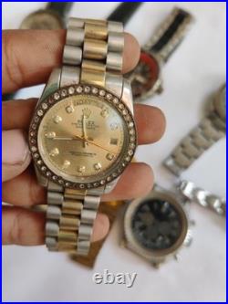 11x Automatic VTG Watches Lot-Mixed Brands-Untested-Good Movements Parts/Repair