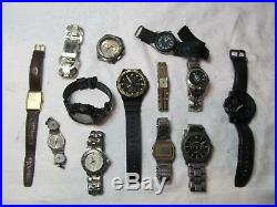 13 Pc Mixed Watch Lot Some Work Parts/repaircasio Bulova Marine Star Fossil