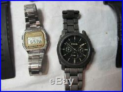 13 Pc Mixed Watch Lot Some Work Parts/repaircasio Bulova Marine Star Fossil