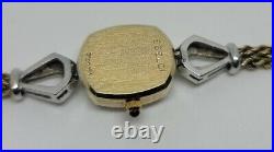 14K Yellow Gold Geneve Swiss Quartz Diamond Bezel Watch For Parts Or Repair