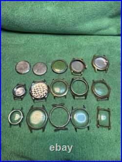 15 Lot Of Various Unbranded Bezels And Watch Cases For Parts And Repair