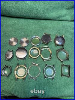 15 Lot Of Various Unbranded Bezels And Watch Cases For Parts And Repair