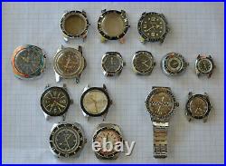 15-lot Vintage DIVER Wristwatch for Parts Repair 1970s Sicura Mortima Men Ladies