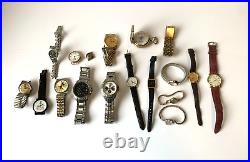 18 VTG. Watches for Parts/Repair (1 works) Bulova, Elgin, Seiko, Lorus, Fossil
