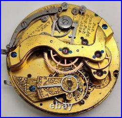 1884 Waltham Hillside Chronograph 14 jewel 14s watch movement runs For Repair