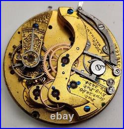 1884 Waltham Hillside Chronograph 14 jewel 14s watch movement runs For Repair