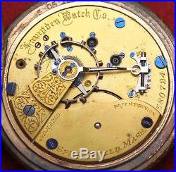 1885 Hampden Grade 36 18s 15j Pocket Watch RAILROAD Hunter Parts/Repair