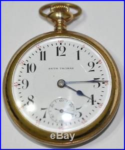 1890s SETH THOMAS POCKET WATCH 18s 17J 2-TONE ADJ LEVER-SET PARTS/REPAIRS #P549