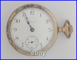 1893 Antique ELGIN Gold Plated Pocket Watch Size 18S 17J for Parts or Repair