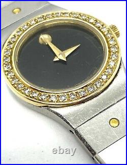 18K Gold Diamond Bezel 22.9mm Movado Watch For Parts Or Repair
