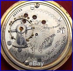 1904 South Bend Grade 330 18s 15j Pocket Watch Side-Wind GF- Parts/Repair
