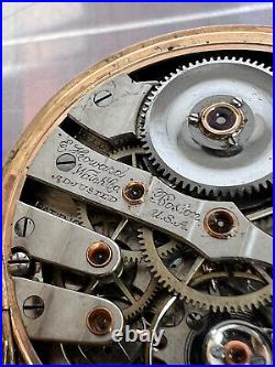 1908 E Howard Watch Co. 19j Antique Pocket Watch Parts or Repair Only Runs Read