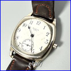 1920's Elgin Cushion Trench Military WWI Cushion Manual Wind FOR PARTS / REPAIR