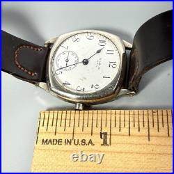 1920's Elgin Cushion Trench Military WWI Cushion Manual Wind FOR PARTS / REPAIR