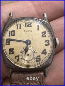 1924 Elgin Wristwatch Sterling Silver Case With Box AS-IS FOR PARTS OR REPAIR
