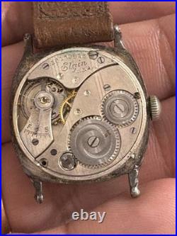 1924 Elgin Wristwatch Sterling Silver Case With Box AS-IS FOR PARTS OR REPAIR
