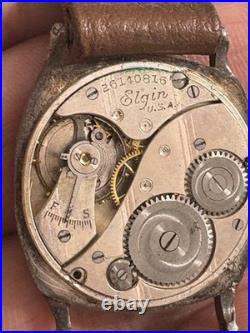 1924 Elgin Wristwatch Sterling Silver Case With Box AS-IS FOR PARTS OR REPAIR