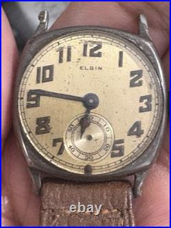 1924 Elgin Wristwatch Sterling Silver Case With Box AS-IS FOR PARTS OR REPAIR