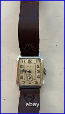 1927 BULOVA'Breton' 14kt White Gold Filled Mens Art Deco Watch For Parts/Repair