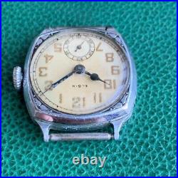 1931 Elgin Grade 485 4/0S Engraved Cushion Case Art Deco Watch for PARTS /REPAIR