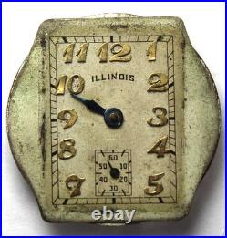 1932 Illinois Grade 601 21j 6/0s Watch MOVEMENT ONLY Vintage Parts/Repair